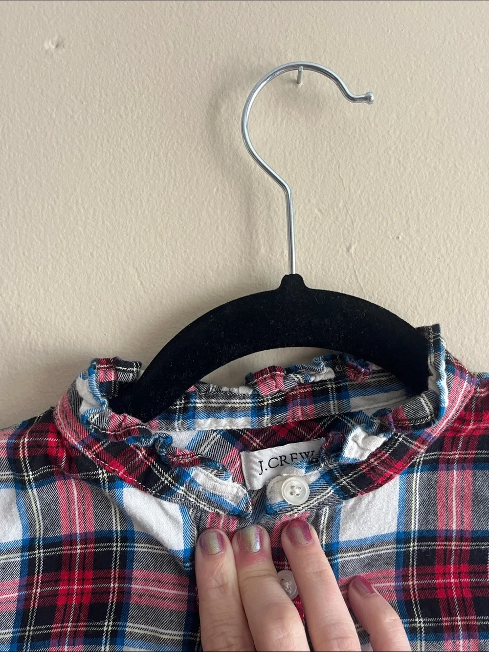J. Crew Red, White & Navy Plaid Long-Sleeve Button-Down Shirt